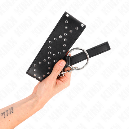 KINK - HALSBAND 65 CM MIT LEINE MIT SILBERNEN NIETEN MODELL 3 VERSTELLBAR 36-43 CM X 5 CM