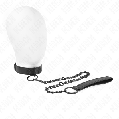 KINK - HALSBAND MIT DUNKLER LEINE 65 CM, VERSTELLBAR 37-54 CM X 3 CM