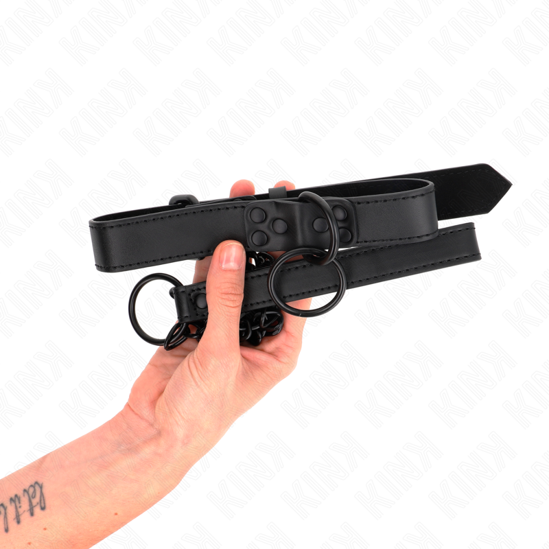 KINK - HALSBAND MIT DUNKLER LEINE 65 CM, VERSTELLBAR 37-54 CM X 3 CM