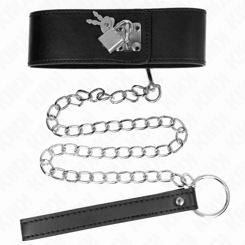 KINK – HALSKETTE MIT GÜRTEL 65 CM MIT BREIT VERSTELLBAREM SCHWARZEM ARMBAND 33,5-41 CM X 5 CM