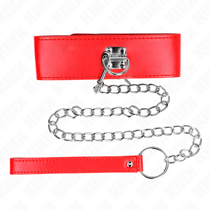 KINK - HALSKETTE MIT GÜRTEL 65 CM MIT BREITEM VERSTELLBAREM ROTEN ARMBAND 33,5-41 CM X 5 CM
