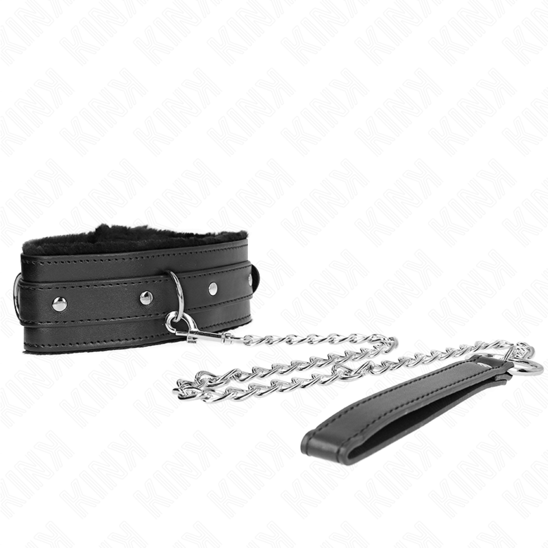 KINK - HALSBAND MIT LEINE 65 CM MIT SCHWARZEN EINSCHRÄNKUNGEN 36-42 CM X 5,5 CM