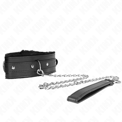 KINK - HALSBAND MIT LEINE 65 CM MIT SCHWARZEN EINSCHRÄNKUNGEN 36-42 CM X 5,5 CM