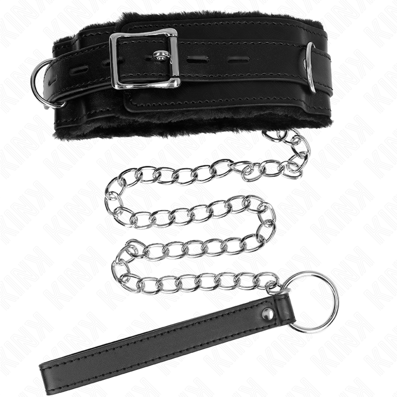 KINK - HALSBAND MIT LEINE 65 CM MIT SCHWARZEN EINSCHRÄNKUNGEN 36-42 CM X 5,5 CM