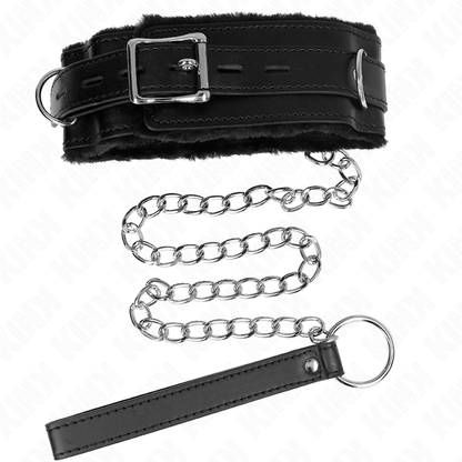KINK - HALSBAND MIT LEINE 65 CM MIT SCHWARZEN EINSCHRÄNKUNGEN 36-42 CM X 5,5 CM