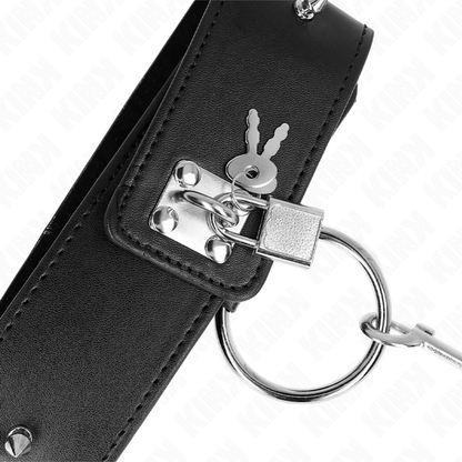 KINK - HALSBAND 65 CM MIT LEINE MIT SILBERNEN NIETEN MODELL 2 VERSTELLBAR 36-43 CM X 5 CM