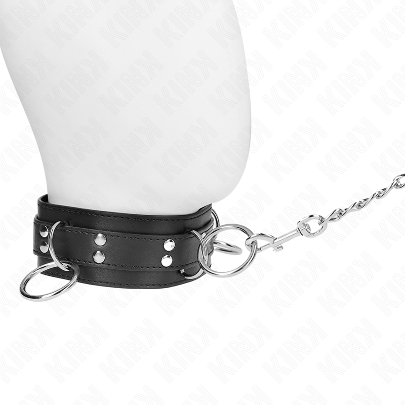KINK – 3-RING-SKLAVENHALSBAND MIT RIEMEN 80 CM 53 X 5 CM