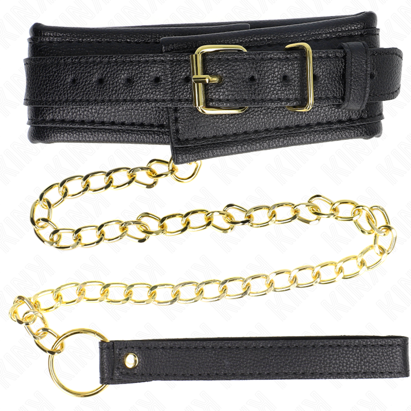 KINK - HALSKETTE MIT ARMBAND AUS SCHWAMMLEDERIMITAT, MODELL 1, VERSTELLBAR 37-54 CM X 3 CM
