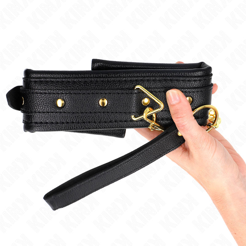 KINK - HALSKETTE MIT ARMBAND AUS SCHWAMMLEDERIMITAT, MODELL 1, VERSTELLBAR 37-54 CM X 3 CM