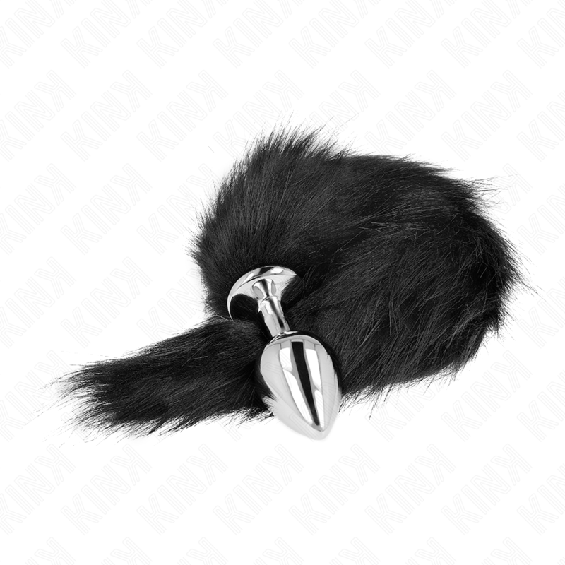 KINK - ANALPLUG GRÖSSE M 8 X 3,5 CM MIT SYNTHETISCHEM SCHWANZ 40 CM SCHWARZ