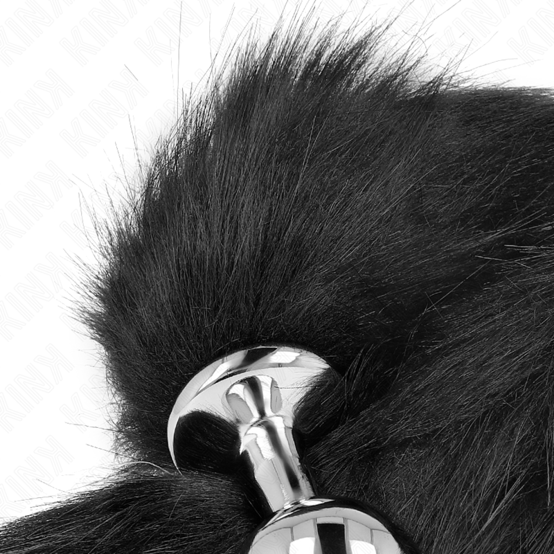 KINK - ANALPLUG GRÖSSE M 8 X 3,5 CM MIT SYNTHETISCHEM SCHWANZ 40 CM SCHWARZ