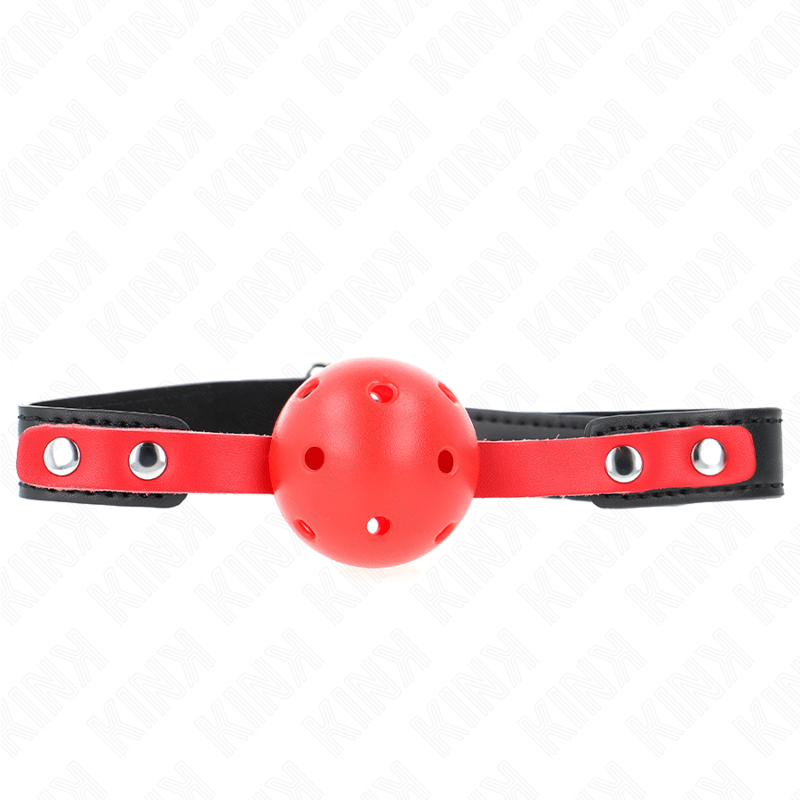 KINK - ROTER HOHER HARTER BALL 4 CM Knebel SCHWARZES ARMBAND 60 x 2 CM VERSTELLBAR 37-52 CM
