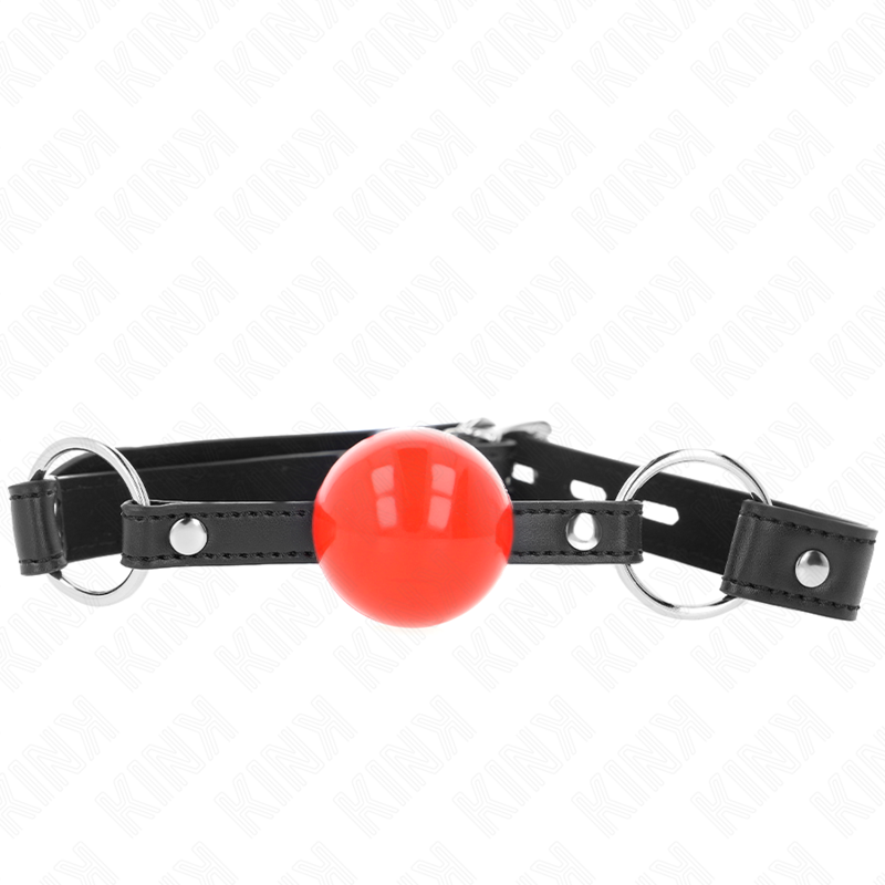 KINK - BALLKnebel 4 CM MIT ROTEM BALLVERSCHLUSS SCHWARZEM ARMBAND 60 x 2 CM