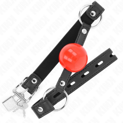 KINK - BALLKnebel 4 CM MIT ROTEM BALLVERSCHLUSS SCHWARZEM ARMBAND 60 x 2 CM