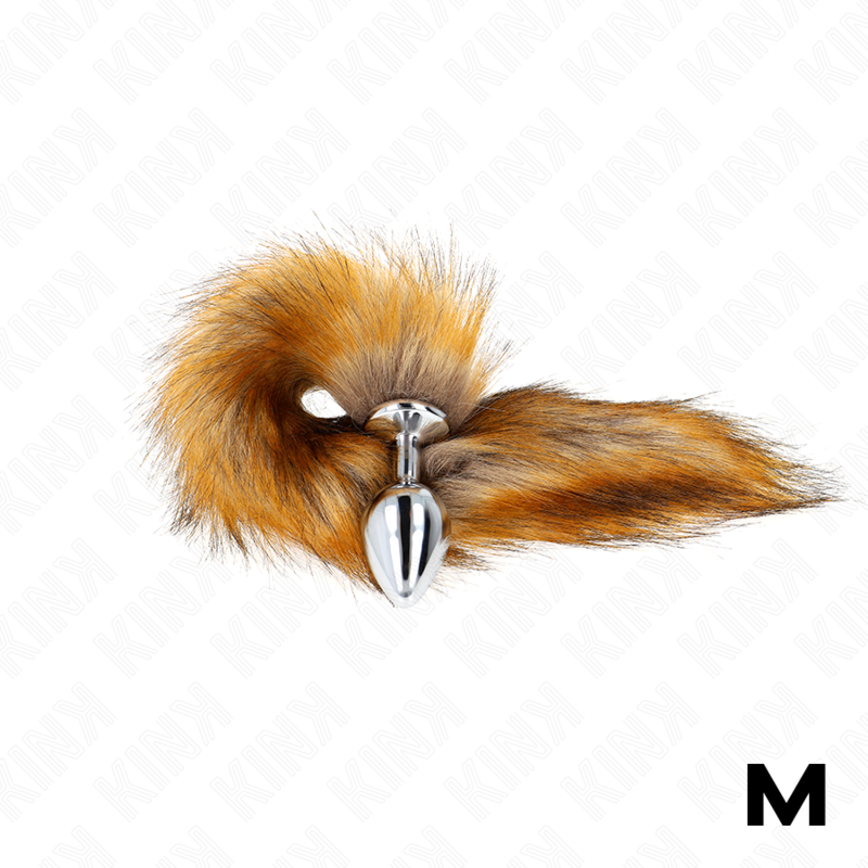 KINK - ANALPLUG GRÖSSE M 8 X 3,5 CM MIT SYNTHETISCHEM SCHWANZ 40 CM BRAUN