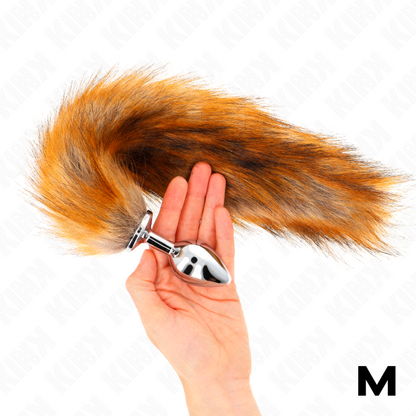 KINK - ANALPLUG GRÖSSE M 8 X 3,5 CM MIT SYNTHETISCHEM SCHWANZ 40 CM BRAUN