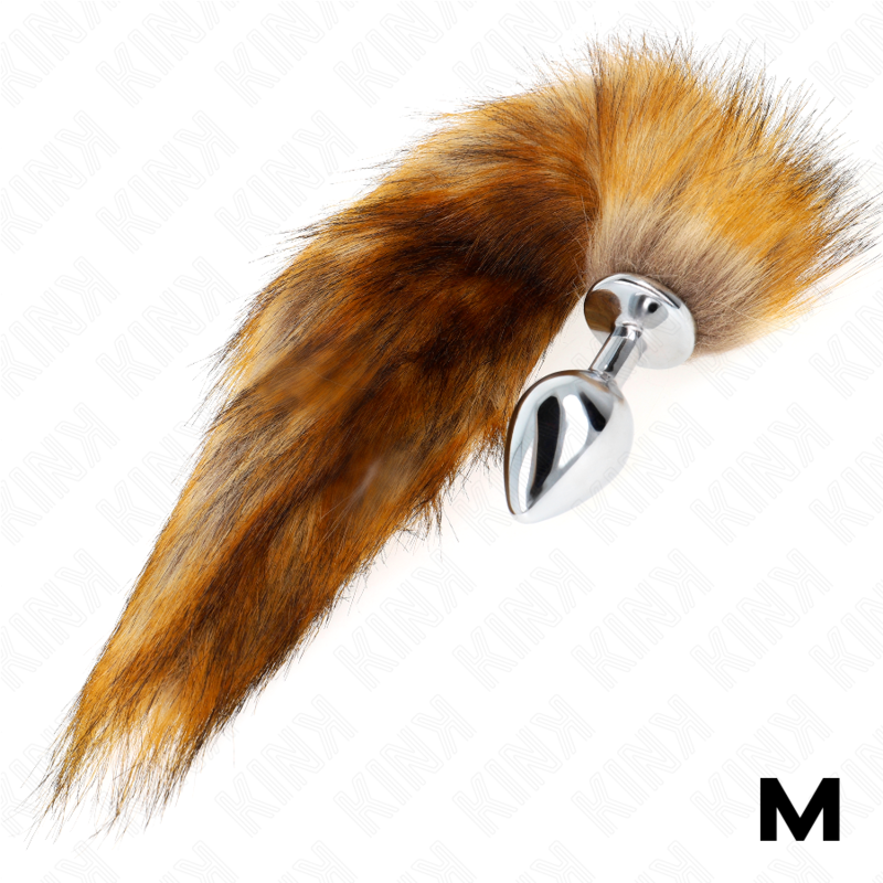 KINK - ANALPLUG GRÖSSE M 8 X 3,5 CM MIT SYNTHETISCHEM SCHWANZ 40 CM BRAUN