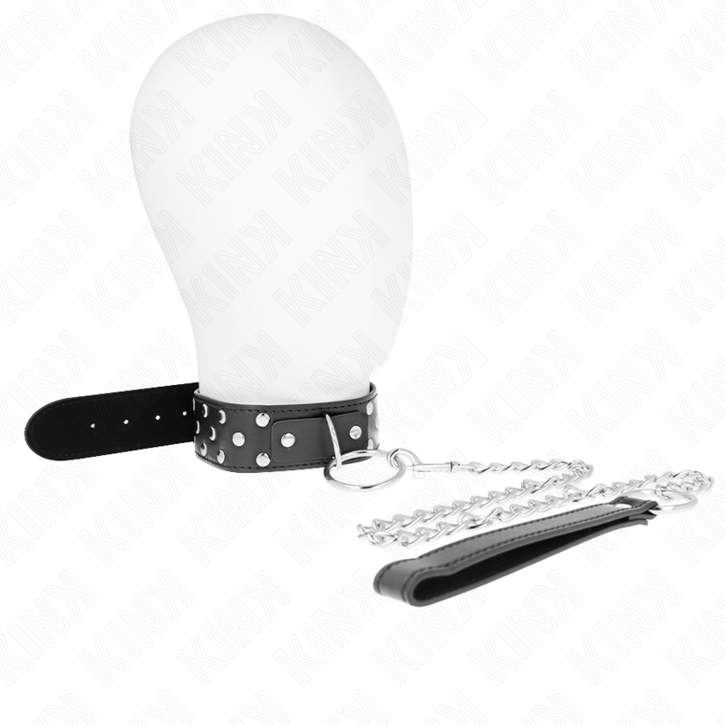 KINK - NIETRING-HALSKETTE MIT GÜRTEL 65 CM SCHWARZ, VERSTELLBAR 36-50 CM X 3,8 CM