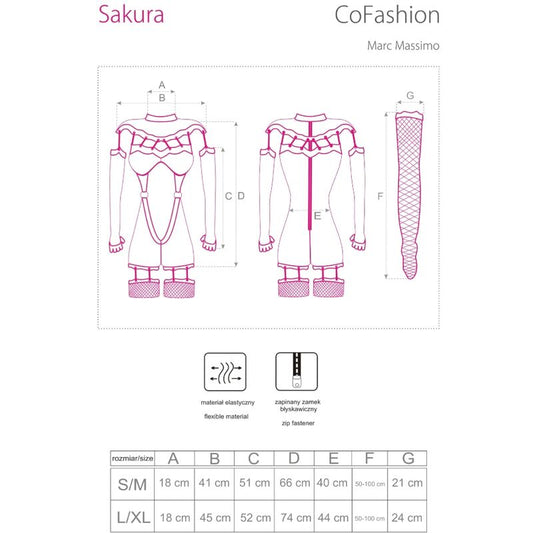 LIVCO CORSETTI FASHION - COMBINAISON SAKURA CF 90357 + GANTS LONGS + PORTE-JARRETELLES NOIR L/XL