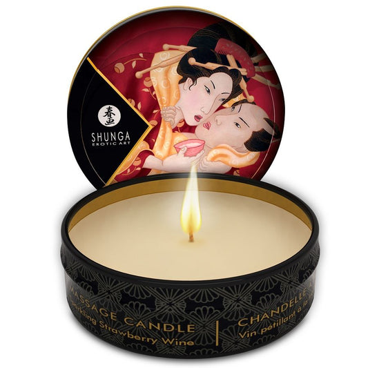 SHUNGA – MINI CARESSE MIT ERDBEERKERZEN UND CAVA-MASSAGEKERZE 30 ML