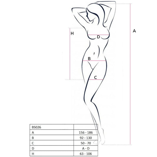 PASSION - DAMEN BS026 BODYSTOCKING-KLEID-STIL SCHWARZ EINE GRÖSSE