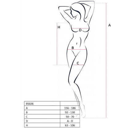 PASSION - DAMEN BS026 BODYSTOCKING-KLEID-STIL SCHWARZ EINE GRÖSSE