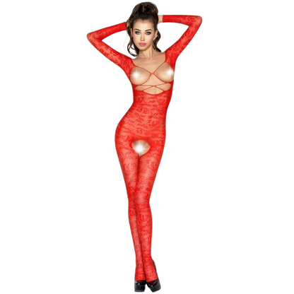 PASSION – DAMEN BS031 ROTER BODYSTOCKING, EINE GRÖSSE