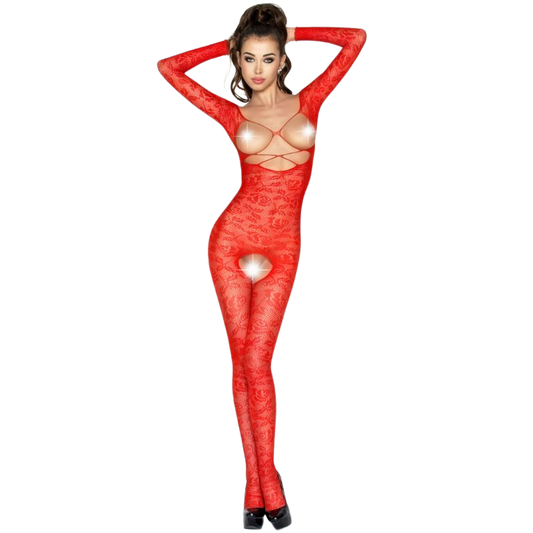 PASSION – DAMEN BS031 ROTER BODYSTOCKING, EINE GRÖSSE