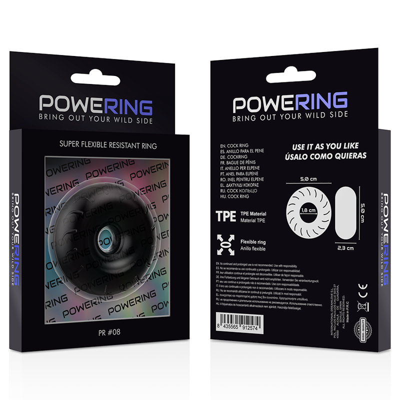 POWERING – SUPER FLEXIBLER UND WIDERSTANDSFÄHIGER PENISRING 5CM PR08 SCHWARZ