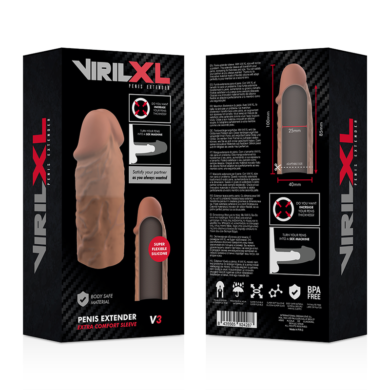 VIRILXL - BRAUNE PENISVERLÄNGERUNG AUS FLÜSSIGEM SILIKON V3